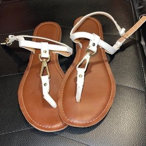 Tommy Hilfiger sandals, size 8, tan and white